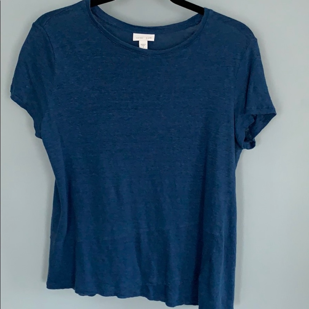 Cute J Jill blue linen t shirt w/unique seaming M